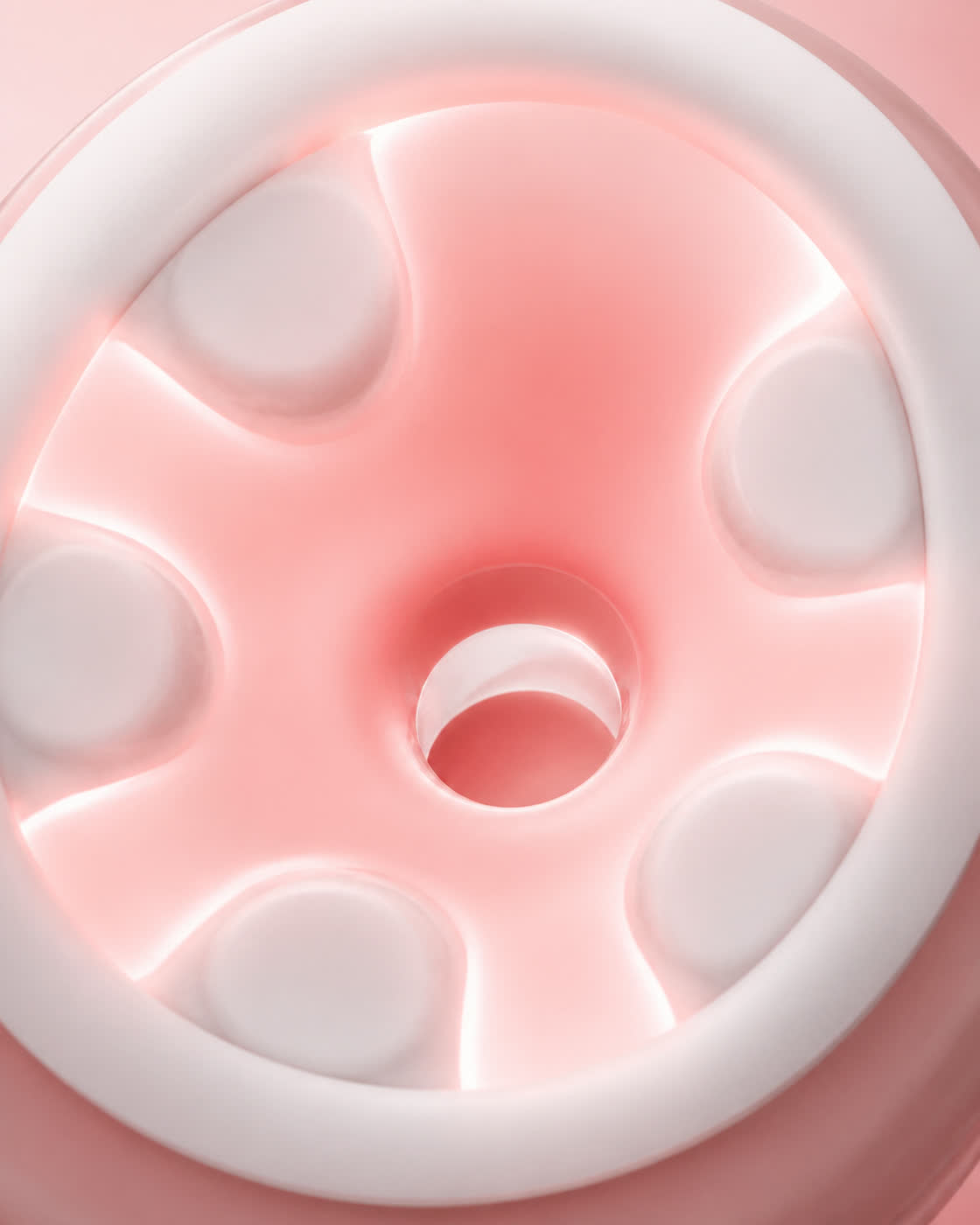 Five massage zones pulsing in sequence around the Momdrops flange