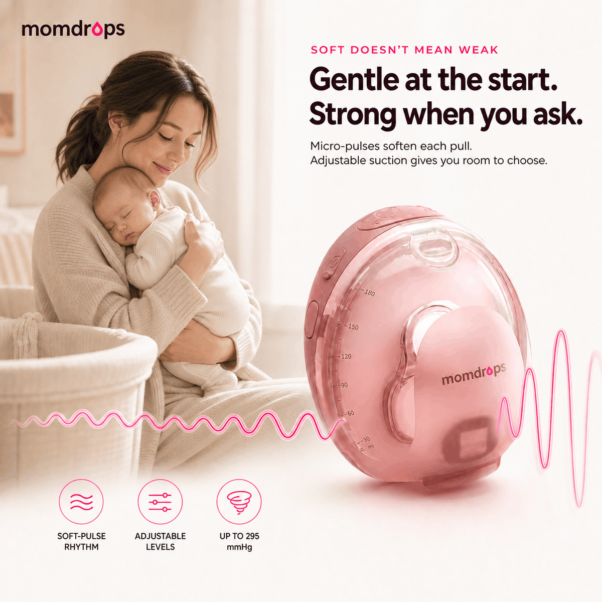 Momdrops Heated Wearable Breast Pump — Hands-Free, Whole-Cup Warmth